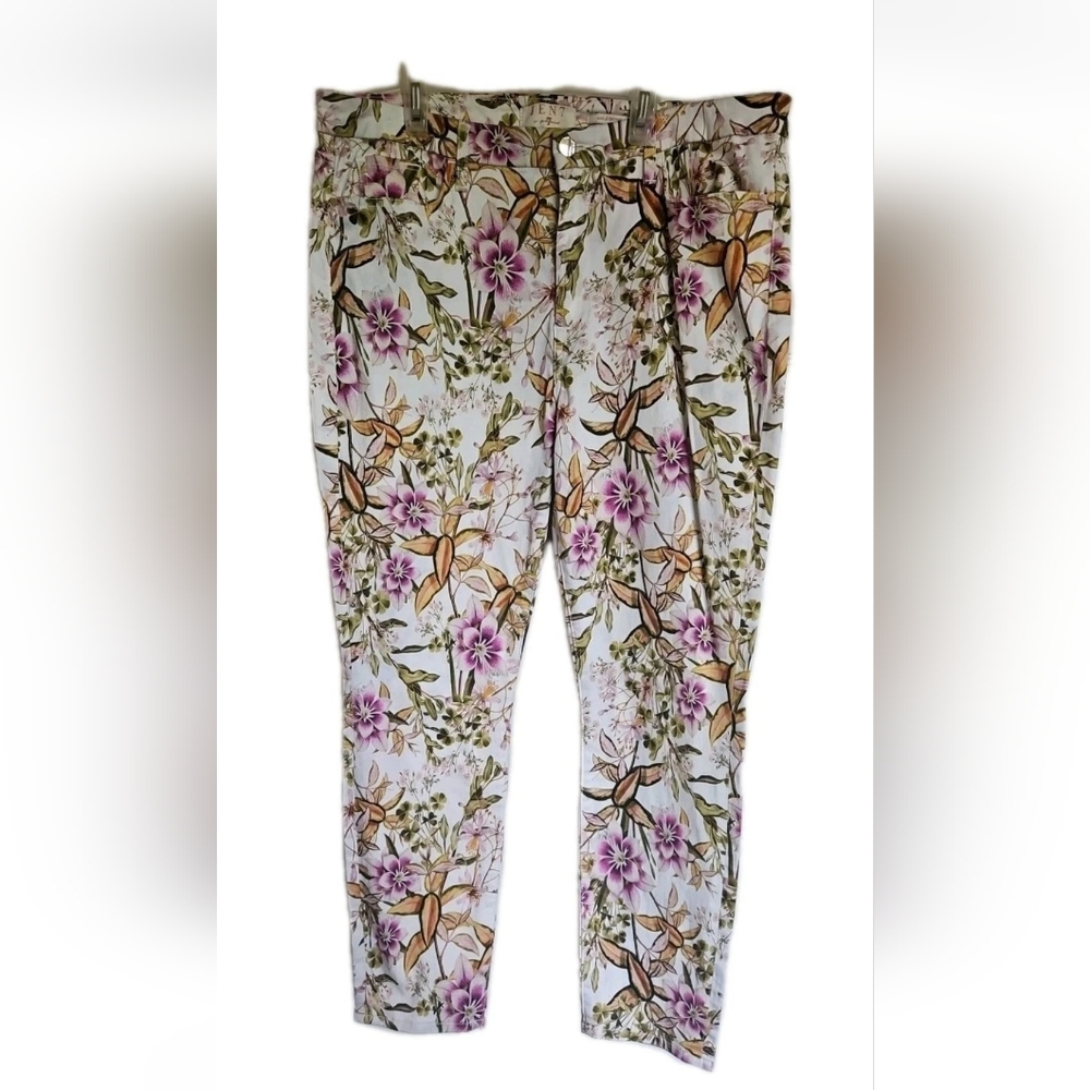 Purple and Green Cropped Floral Pants